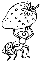 coloriage fpurmi portant une fraise